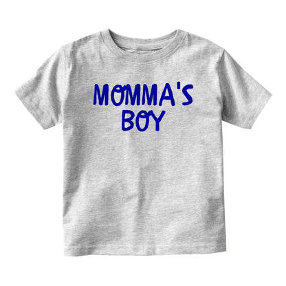 Momma's Boy Blue Baby Toddler Short Sleeve T-Shirt Grey