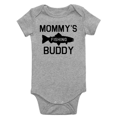 Mommys Fishing Buddy Infant Baby Boys Bodysuit Grey