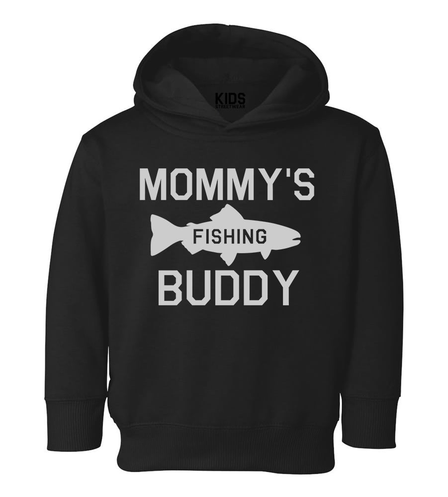 Mommys Fishing Buddy Toddler Boys Pullover Hoodie Black