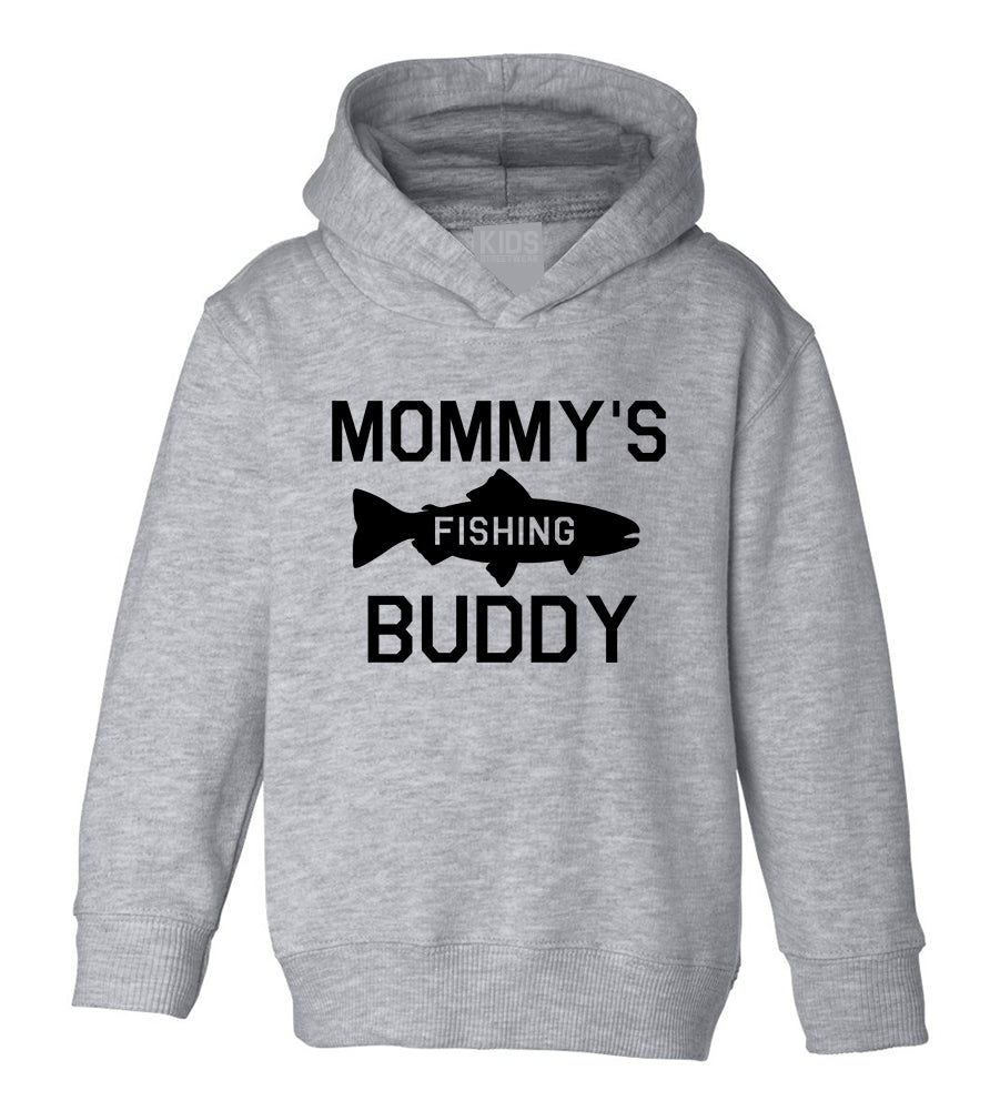 Mommys Fishing Buddy Toddler Boys Pullover Hoodie Grey