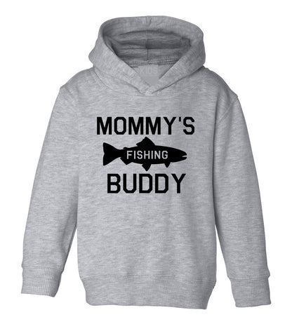 Mommys Fishing Buddy Toddler Boys Pullover Hoodie Grey