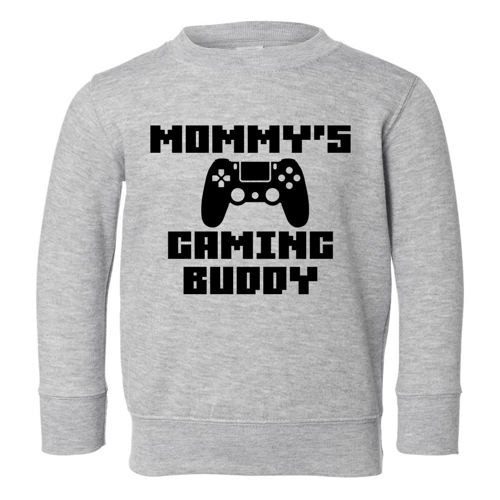 Mommys Gaming Buddy Controller Toddler Boys Crewneck Sweatshirt Grey