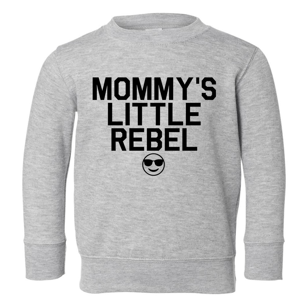 Mommys Little Rebel Emoji Toddler Boys Crewneck Sweatshirt Grey