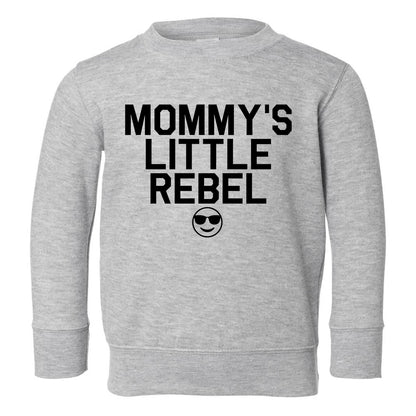 Mommys Little Rebel Emoji Toddler Boys Crewneck Sweatshirt Grey