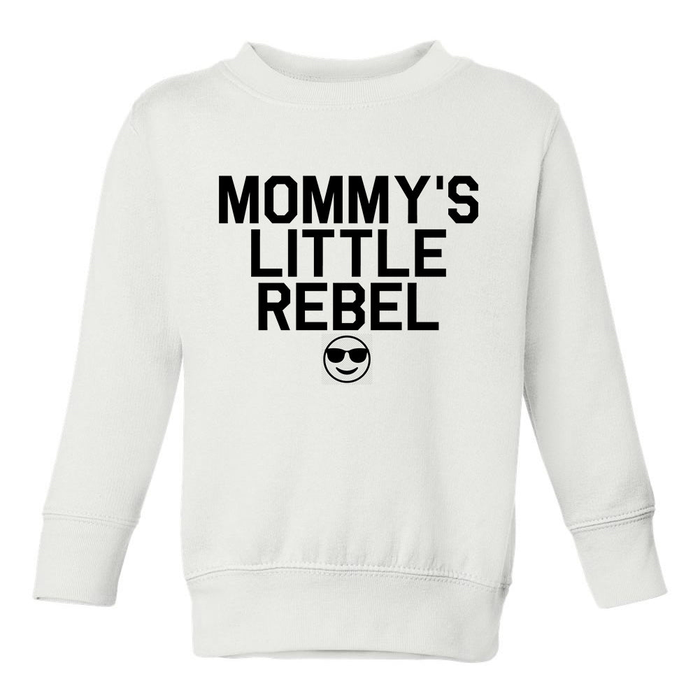 Mommys Little Rebel Emoji Toddler Boys Crewneck Sweatshirt White