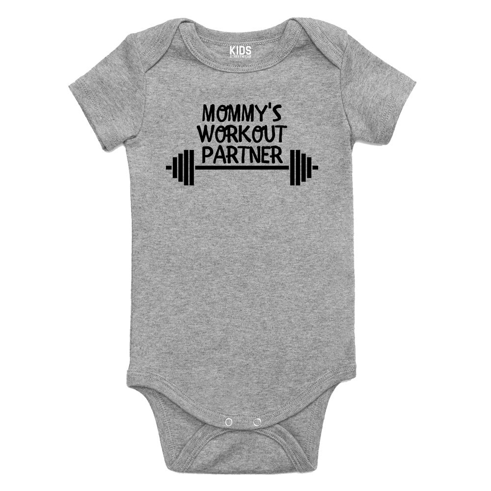 Mommys Workout Partner Baby Bodysuit One Piece Grey