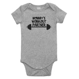 Mommys Workout Partner Baby Bodysuit One Piece Grey