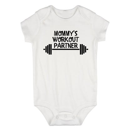 Mommys Workout Partner Baby Bodysuit One Piece White