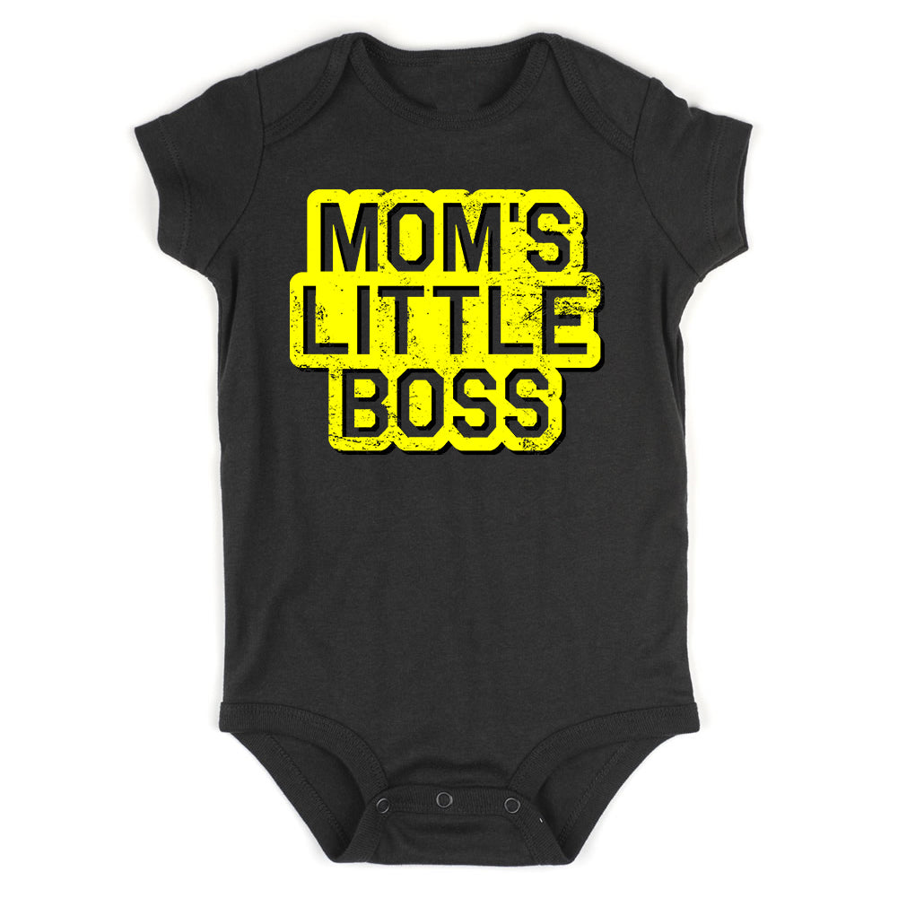 Moms Little Boss Vintage Infant Baby Boys Bodysuit Black