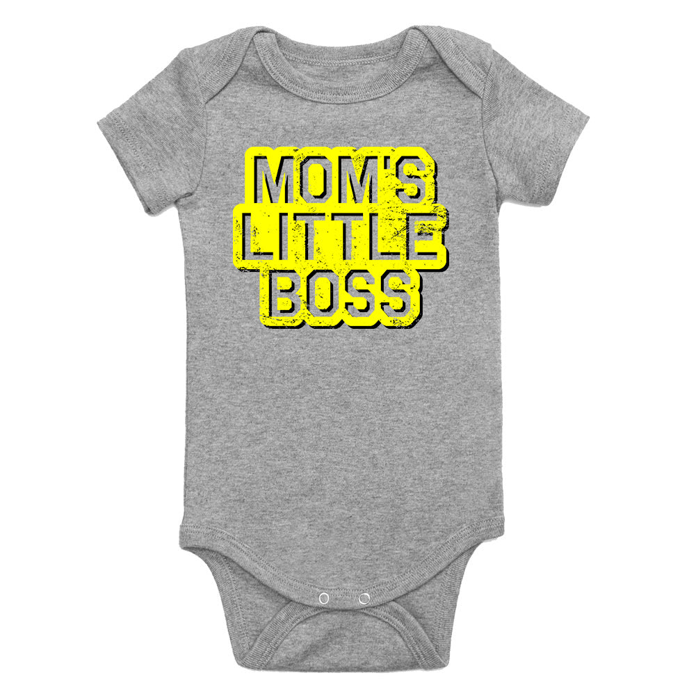 Moms Little Boss Vintage Infant Baby Boys Bodysuit Grey