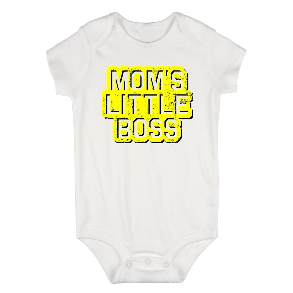 Moms Little Boss Vintage Infant Baby Boys Bodysuit White