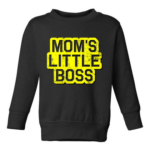 Moms Little Boss Vintage Toddler Boys Crewneck Sweatshirt Black
