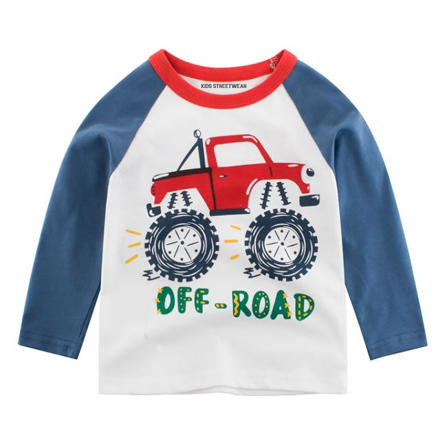 Blue Monster Truck Off Road RM Toddler Boys Raglan Long Sleeve Shirt