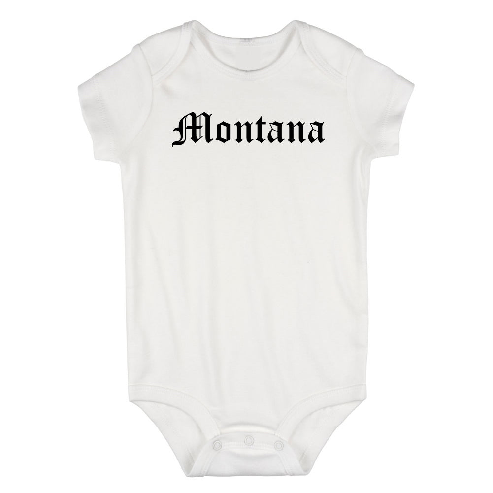 Montana State Old English Infant Baby Boys Bodysuit White