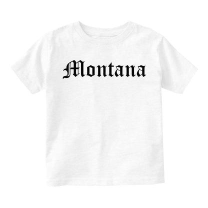Montana State Old English Infant Baby Boys Short Sleeve T-Shirt White