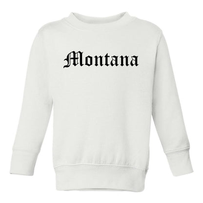 Montana State Old English Toddler Boys Crewneck Sweatshirt White