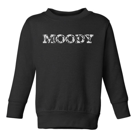 Moody Cow Print Toddler Boys Crewneck Sweatshirt Black