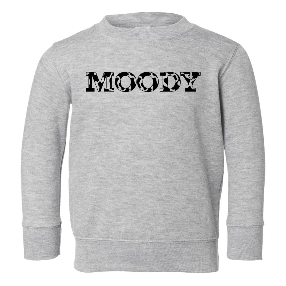 Moody Cow Print Toddler Boys Crewneck Sweatshirt Grey