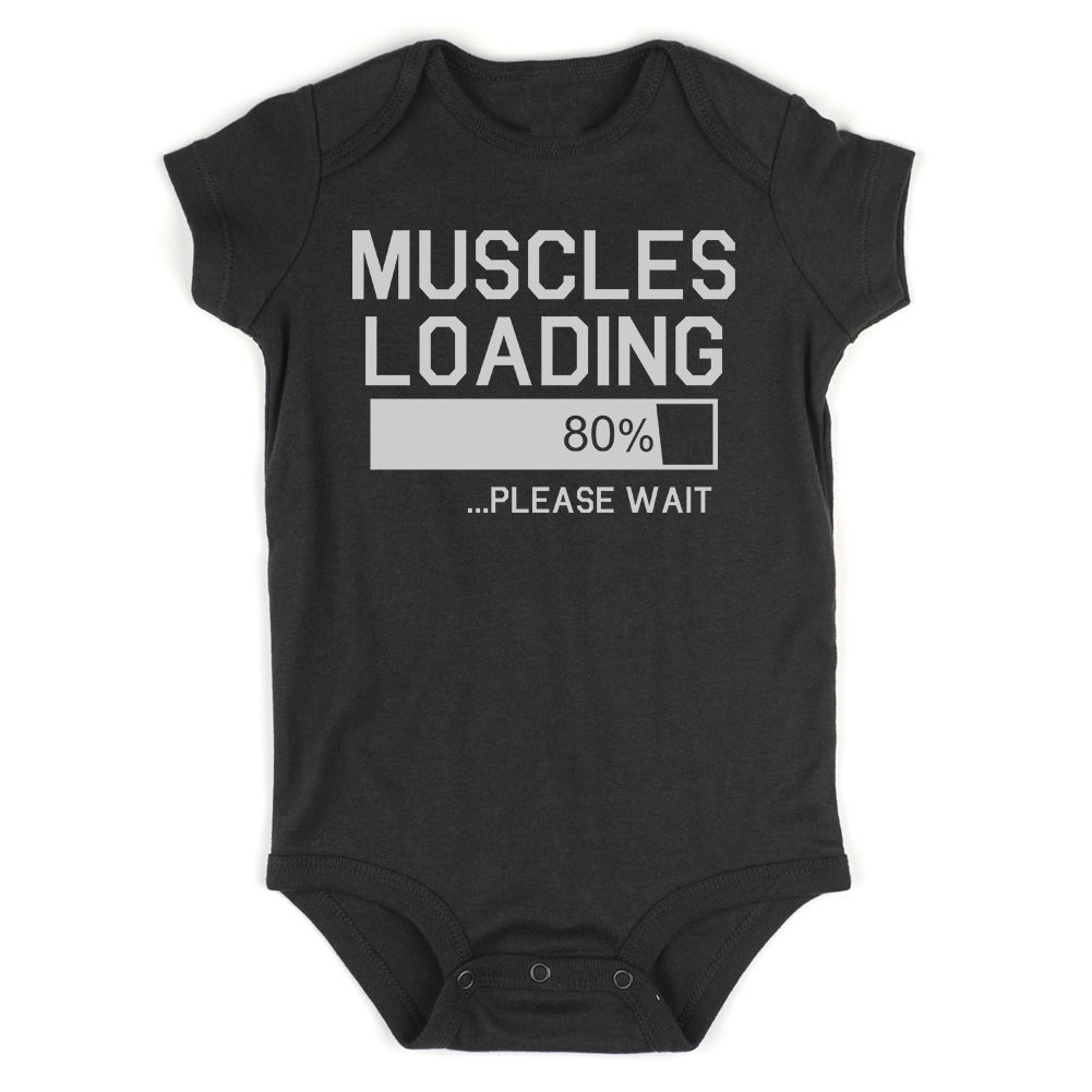Muscles Loading Please Wait Gym Infant Baby Boys Bodysuit Black