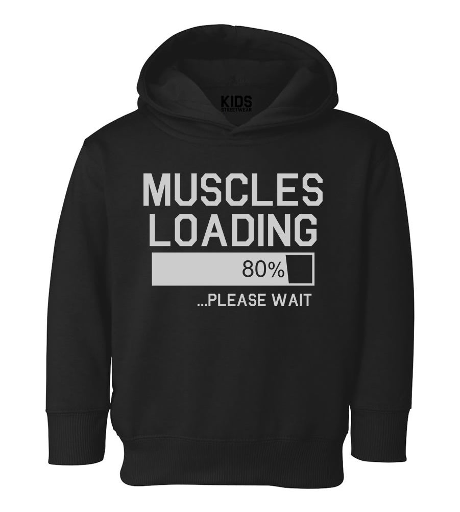 Muscles Loading Please Wait Gym Toddler Boys Pullover Hoodie Black