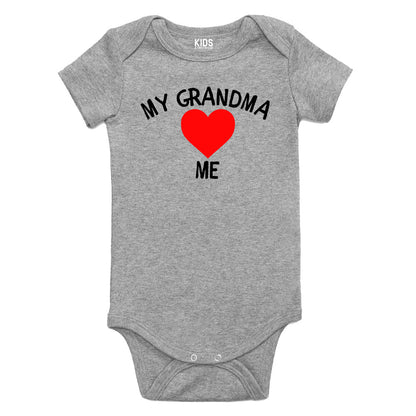 My Grandma Loves Me Baby Bodysuit One Piece Grey