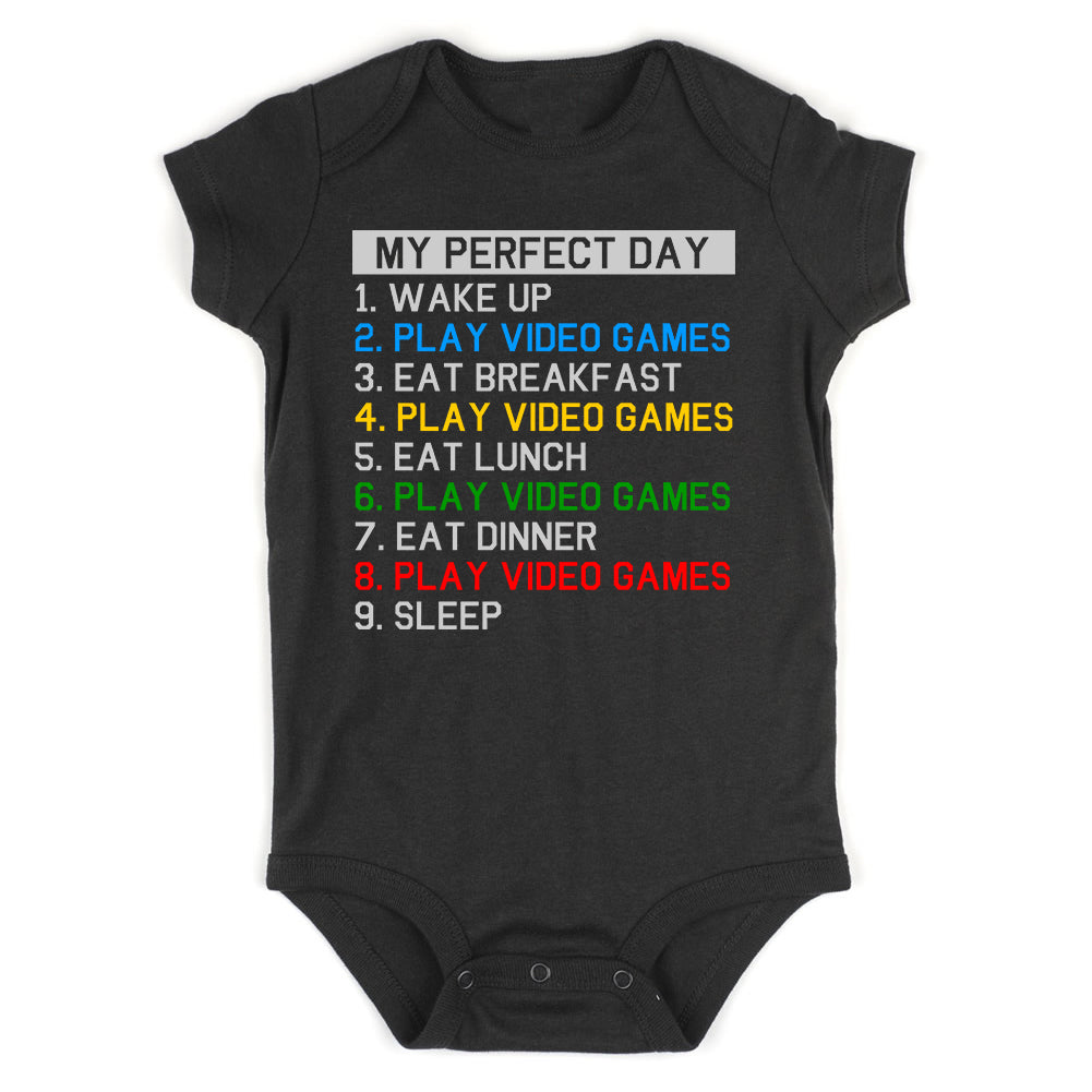 My Perfect Day Play Video Games Gamer Infant Baby Boys Bodysuit Black
