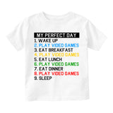 My Perfect Day Play Video Games Gamer Toddler Boys Short Sleeve T-Shirt White