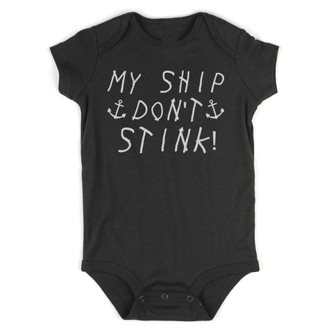My Ship Dont Stink Funny Infant Baby Boys Bodysuit Black