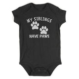 My Siblings Have Paws Baby Bodysuit One Piece Black