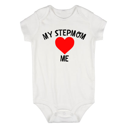 My Stepmom Loves Me Baby Bodysuit One Piece White