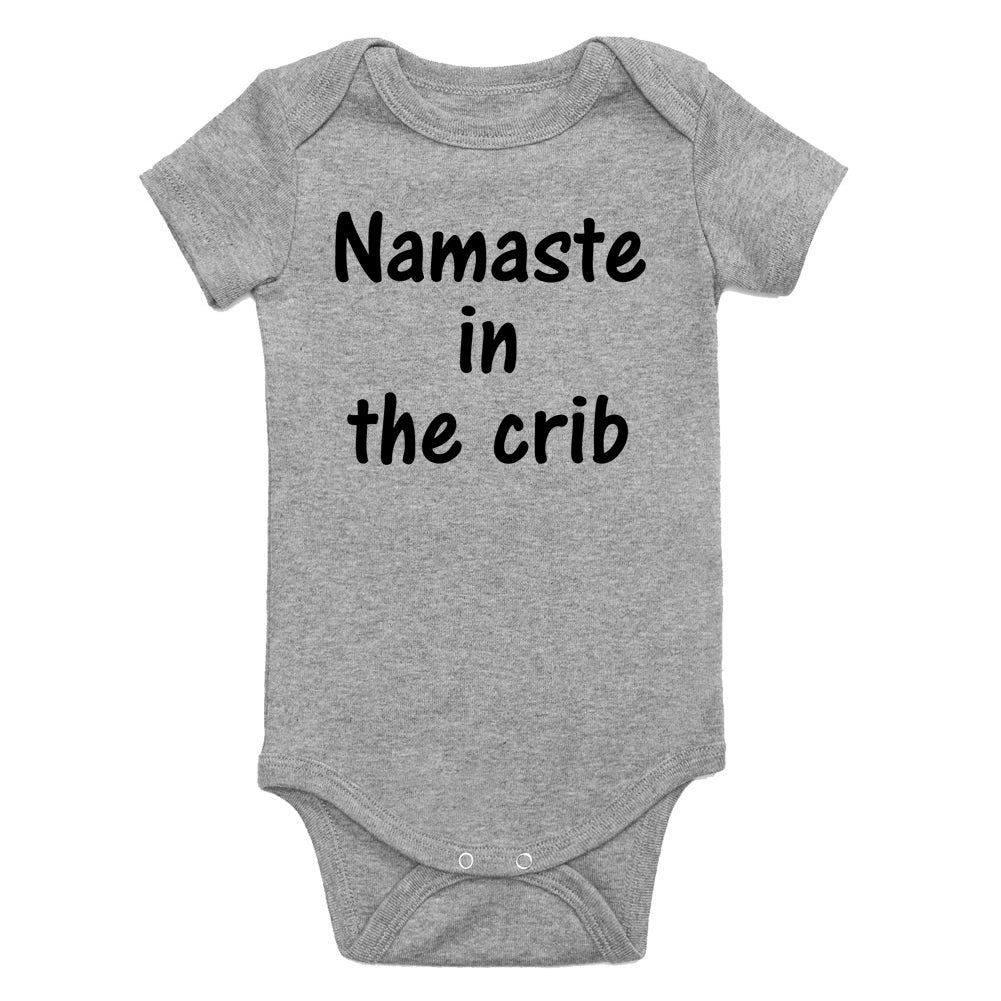 Namaste In The Crib Yoga Infant Baby Boys Bodysuit Grey