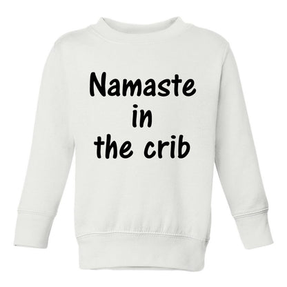 Namaste In The Crib Yoga Toddler Boys Crewneck Sweatshirt White