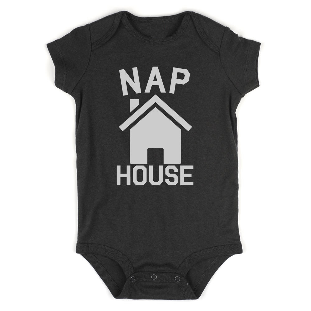 Nap House Sleep Funny Baby Bodysuit One Piece Black