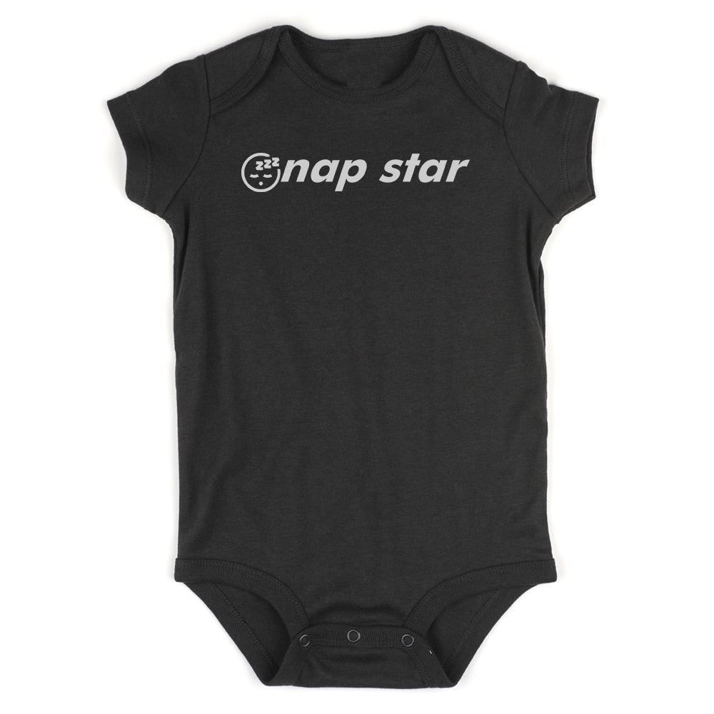 Nap Star Emoji Baby Bodysuit One Piece Black