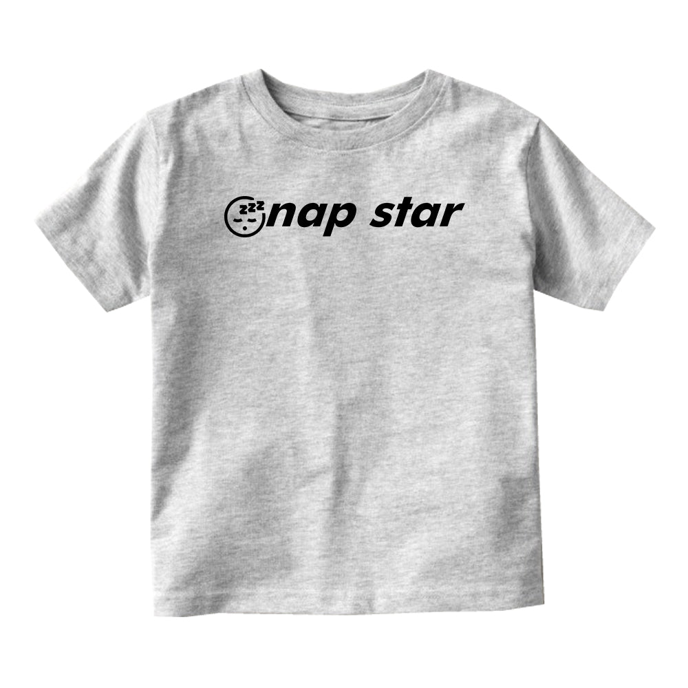 Nap Star Emoji Baby Toddler Short Sleeve T-Shirt Grey