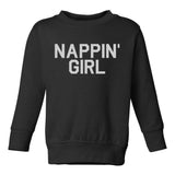 Nappin Girl Sleep Toddler Girls Crewneck Sweatshirt Black