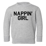 Nappin Girl Sleep Toddler Girls Crewneck Sweatshirt Grey
