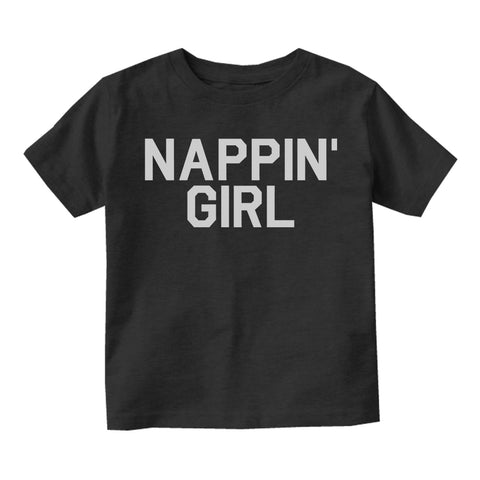 Nappin Girl Sleep Toddler Girls Short Sleeve T-Shirt Black