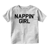 Nappin Girl Sleep Toddler Girls Short Sleeve T-Shirt Grey