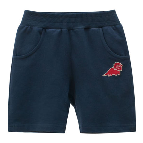 Navy Blue Dinosaur Embroidered Toddler Boys Sweat Shorts
