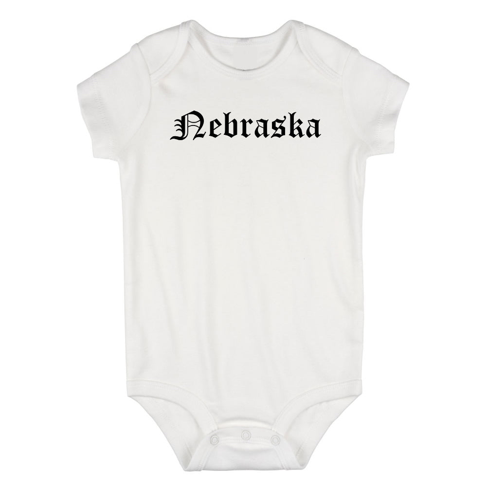 Nebraska State Old English Infant Baby Boys Bodysuit White