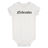 Nebraska State Old English Infant Baby Boys Bodysuit White