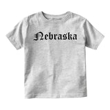 Nebraska State Old English Infant Baby Boys Short Sleeve T-Shirt Grey