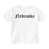 Nebraska State Old English Infant Baby Boys Short Sleeve T-Shirt White