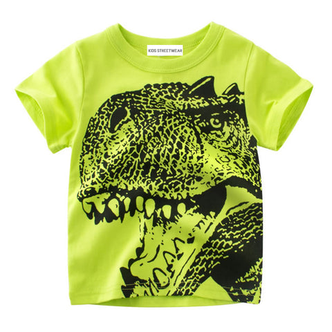 Neon Green Dinosaur Face Toddler Boys T-Shirt