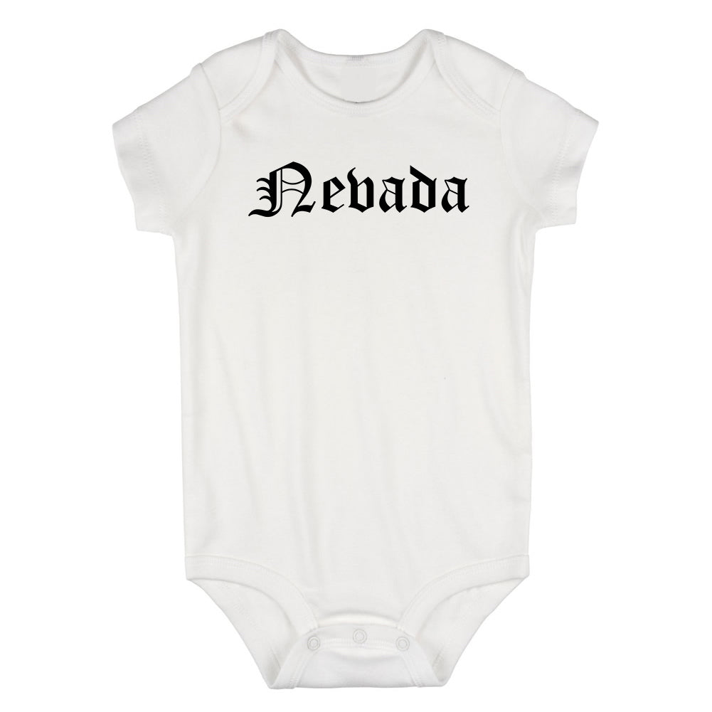 Nevada State Old English Infant Baby Boys Bodysuit White