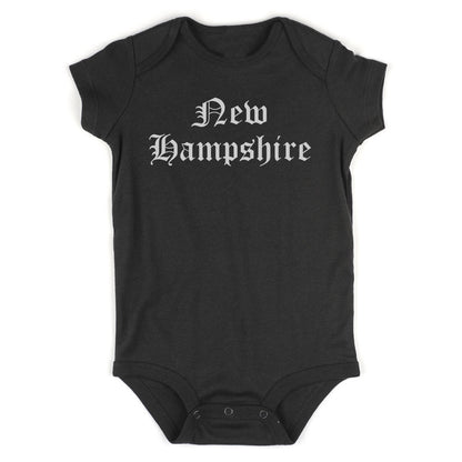 New Hampshire State Old English Infant Baby Boys Bodysuit Black