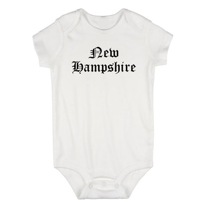 New Hampshire State Old English Infant Baby Boys Bodysuit White