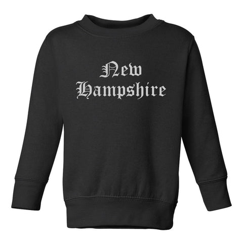 New Hampshire State Old English Toddler Boys Crewneck Sweatshirt Black