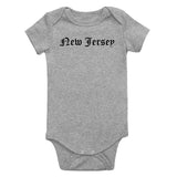 New Jersey State Old English Infant Baby Boys Bodysuit Grey